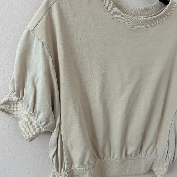 Millibon Cream Cropped Shirt – Women’s Size M Casual Cute 3/4 Sleeve - Picture 2 of 5